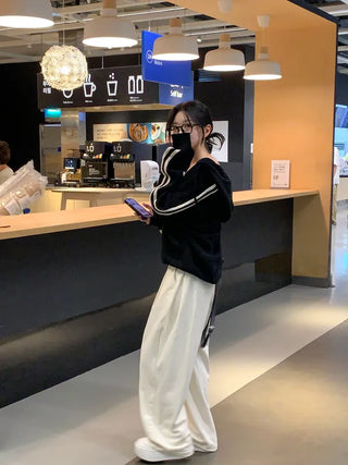 [3 colors] Pleated wide training pants
