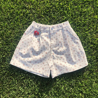 Flower corduroy shorts