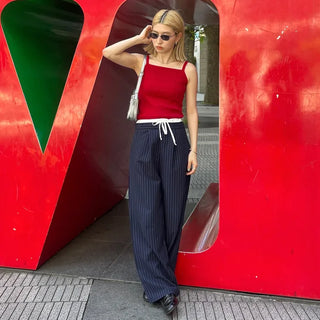 String stripe wide slacks