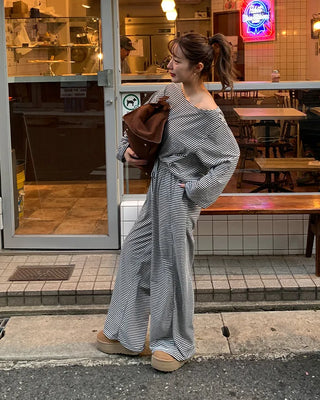 Asymmetrical Border T-shirt & Pants Set