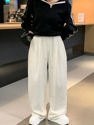 [3 colors] Pleated wide training pants