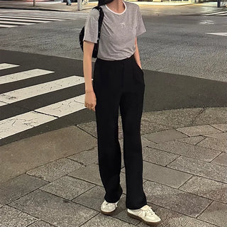 Spun ribbon color-blocked short-sleeved T-shirt