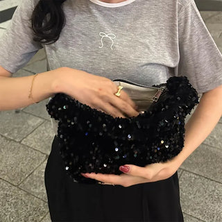 Spun ribbon color-blocked short-sleeved T-shirt