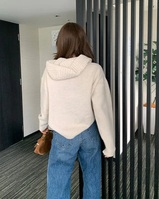 Hooded button cardigan