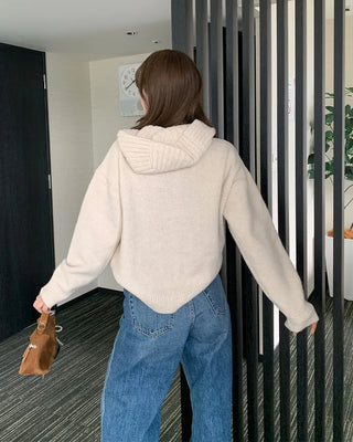 Hooded button cardigan