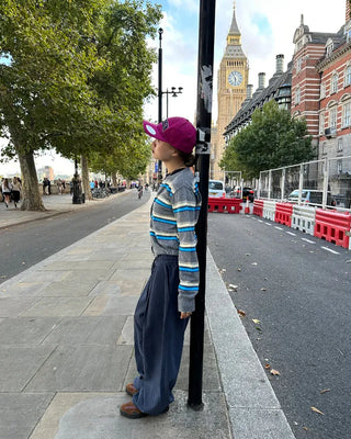Double-border round-neck knit cardigan