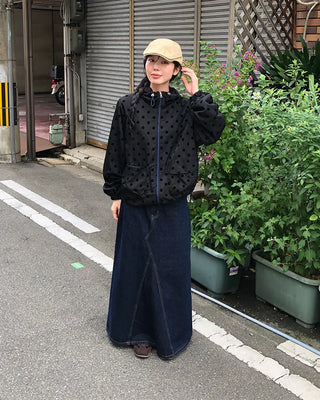 Maxi Slit Denim Long Skirt