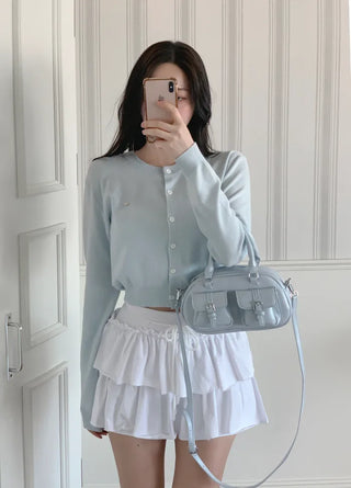 Round knit cardigan