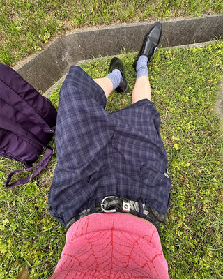 (ORIGINAL) Tartan Check Half Wide Easy Pants