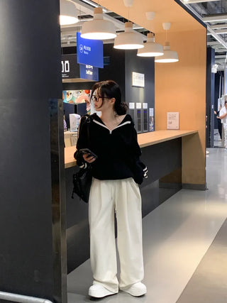 [3 colors] Pleated wide training pants