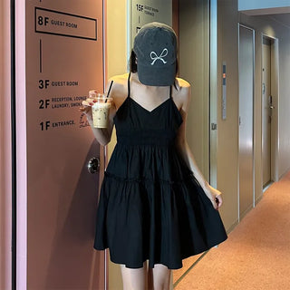 Black sleeveless mini dress