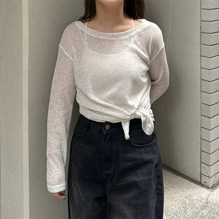 See-through slit round knit