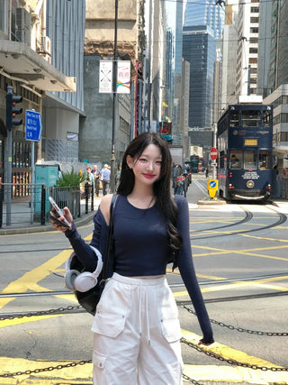 [2pcs] Button Cardigan Sleeveless Set