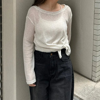 See-through slit round knit