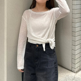 See-through slit round knit