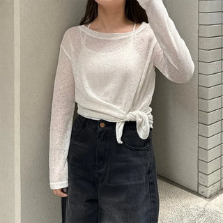See-through slit round knit