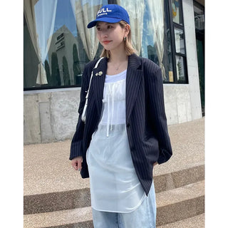 Striped Shoulder Pad Oversized Jacket