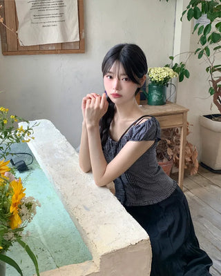 Pleated shirred blouse