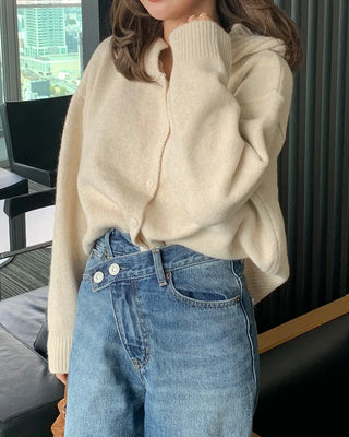 Hooded button cardigan
