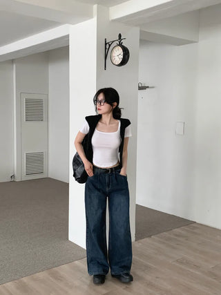Slit Leather Shoulder Bag