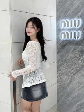 Long slit net cardigan (2 colors)
