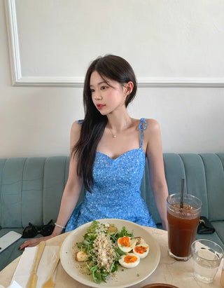 Flower boat neck camisole dress