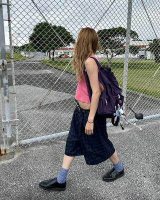 (ORIGINAL) Tartan Check Half Wide Easy Pants