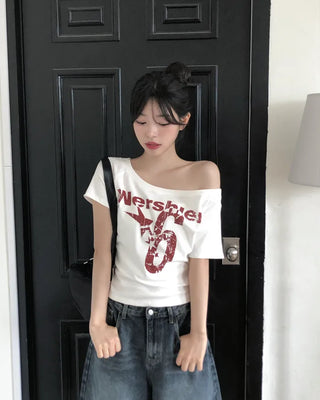 Lettering Off Short-Sleeve T-Shirt