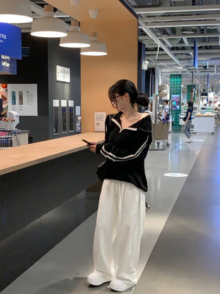 [3 colors] Pleated wide training pants