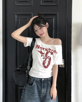 Lettering Off Short-Sleeve T-Shirt