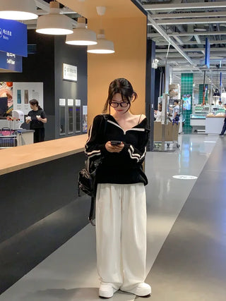 [3 colors] Pleated wide training pants