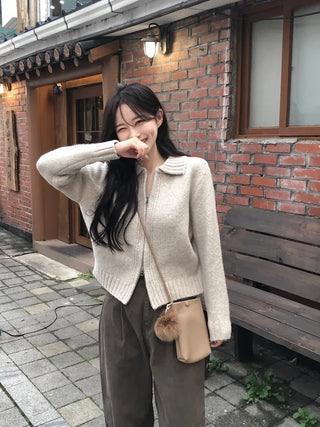 [3 colors] Cotton pleated wide-leg pants