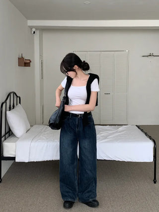 Slit Leather Shoulder Bag