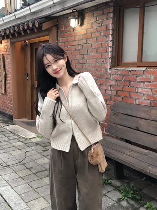 [3 colors] Cotton pleated wide-leg pants