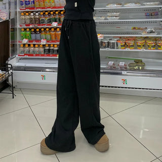 Plain elastic waist sweatpants