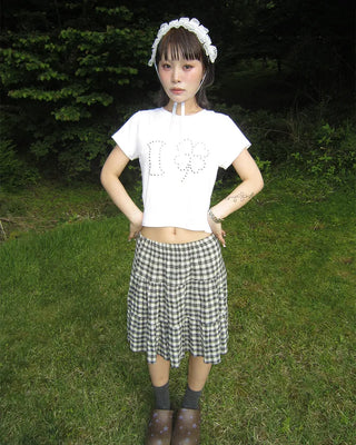 Tartan check tiered midi skirt