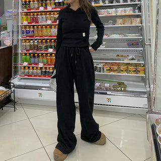 Plain elastic waist sweatpants