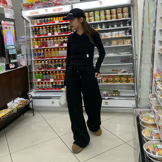 Plain elastic waist sweatpants