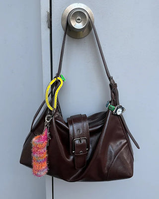 Buckle Leather Shoulder Bag