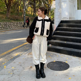 Brushed two-tone banding pants