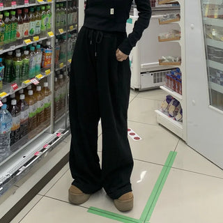 Plain elastic waist sweatpants