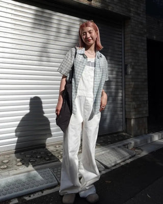 Kangaroo pocket cotton wide overalls
