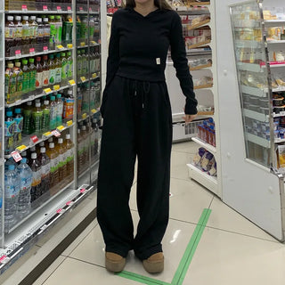 Plain elastic waist sweatpants