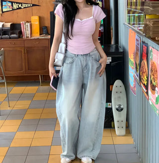 Shirred Cap Sleeve Short Sleeve T-Shirt