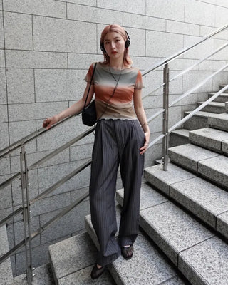 (Unisex) Pinstripe Double-Pleat Slacks