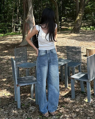 (Unisex) Vintage Washed Wide Denim Pants
