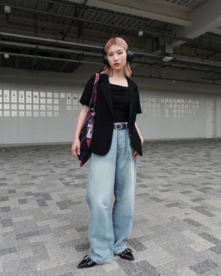 York Point Whisker Wash Wide Denim