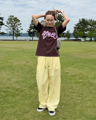 Wood Bead Nylon Easy Pants