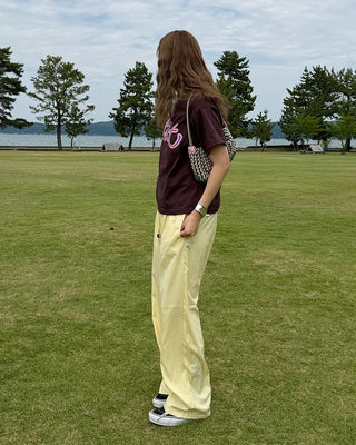Wood Bead Nylon Easy Pants