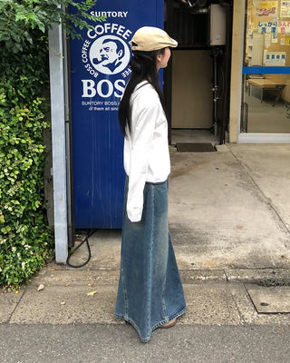 Maxi Slit Denim Long Skirt